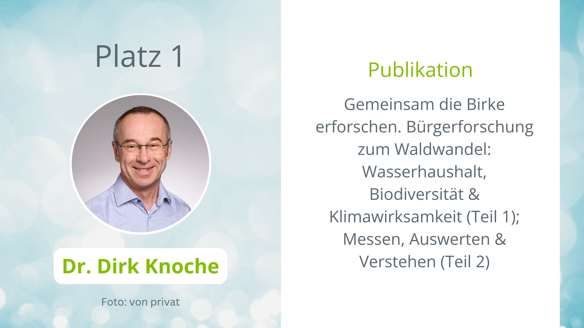 Portrait von Dr. Dirk Knoche, Platz 1, Publikation: Gemeinsam die Birke erforschen.