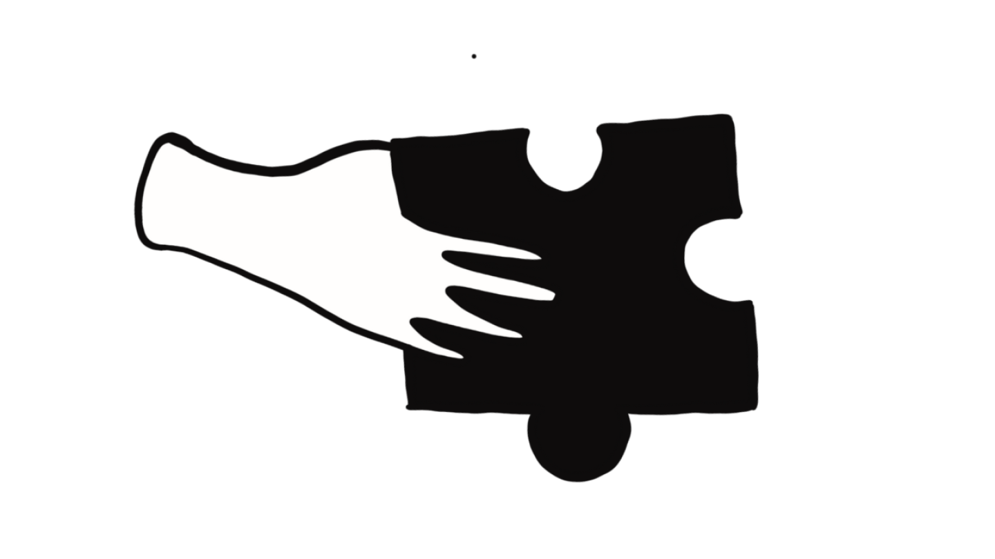 Illustration: Salom Beaury Eine Hand reicht ein Puzzlestück